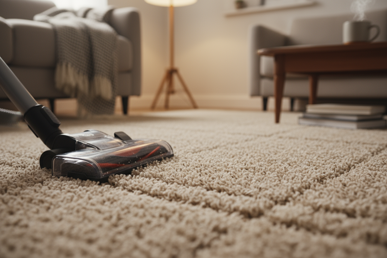 cleaning the floor carpet